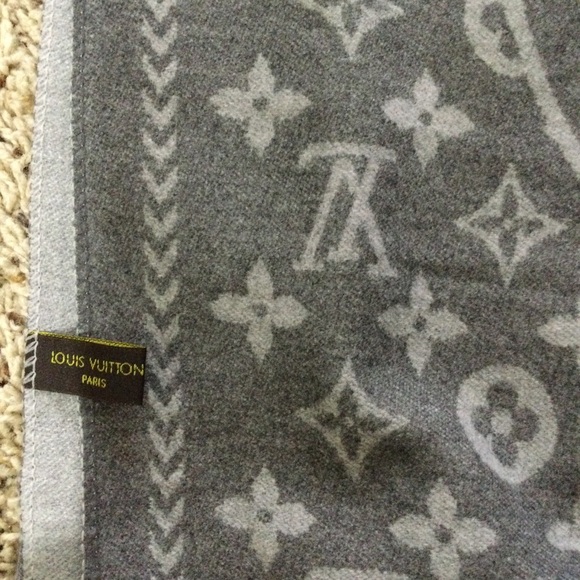 LV Neck Scarf Gray Cashmere Shawl Cashmere - Picture 6 of 7